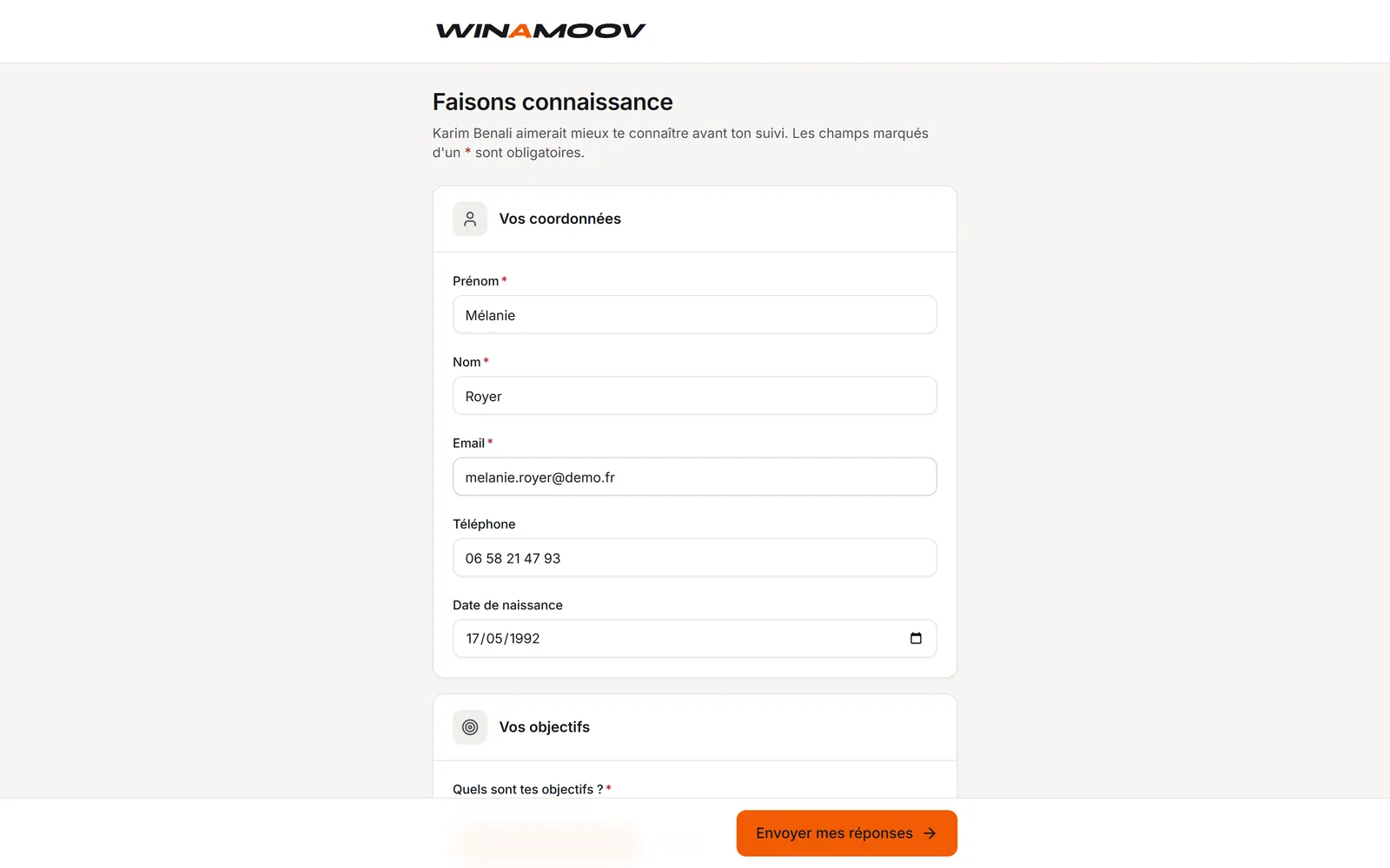Formulaire de prise de contact d’un prospect